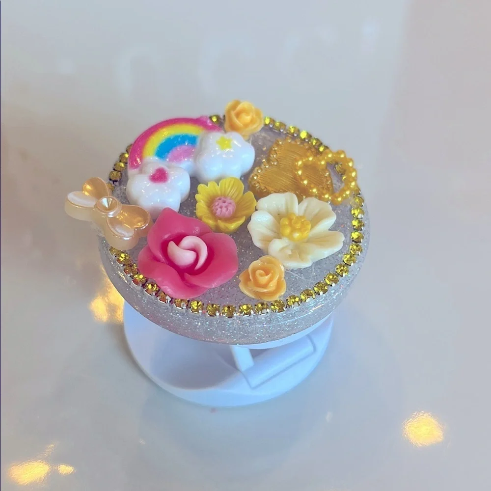 Colorful Floral and Rainbow Phone Grip